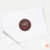 Sticker Rond Fête d'anniversaire de 90 ans écriture moderne arg (Enveloppe)