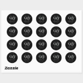 Sticker Rond Fête d'anniversaire de 90 ans écriture moderne arg (Feuille)
