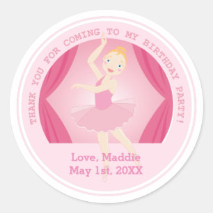 Sticker Rond Fête d'anniversaire de Ballerina