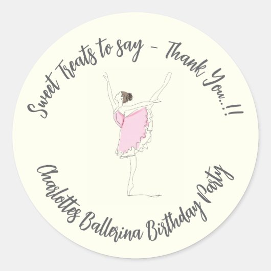 Sticker Rond Fête d'anniversaire de Ballerina - Sac Favoriser (Devant)