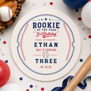 Sticker Rond Fête d'anniversaire de baseball Recrue de l'année 