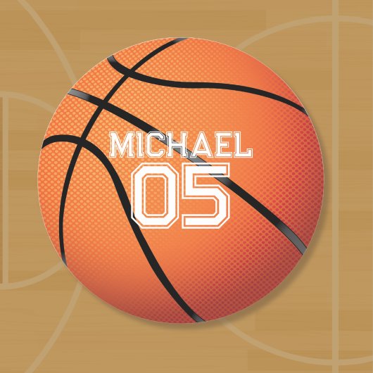 Sticker Rond Fête d'anniversaire de basket-ball