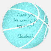 Sticker Rond fête d'anniversaire de basket turquoise et brillan (Devant)
