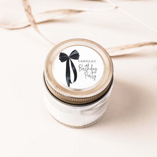 Sticker Rond Fête d'anniversaire de Black Bow