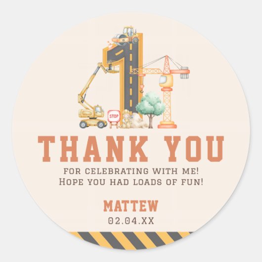 Sticker Rond Fête d'anniversaire de construction 1ère année (Devant)