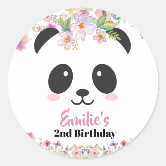 Sticker Rond Fête d'anniversaire de Cute Panda (Devant)