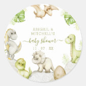 Sticker Rond Fête d'anniversaire de dinosaure à l'aquarelle (Devant)