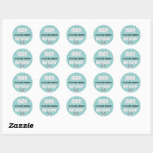 Sticker Rond Fête d'anniversaire de Duo Turquoise et Black Pand (Feuille)
