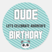 Sticker Rond Fête d'anniversaire de Duo Turquoise et Black Pand (Devant)