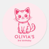 Sticker Rond Fête d'anniversaire de fille avec kit de couleurs (Devant)