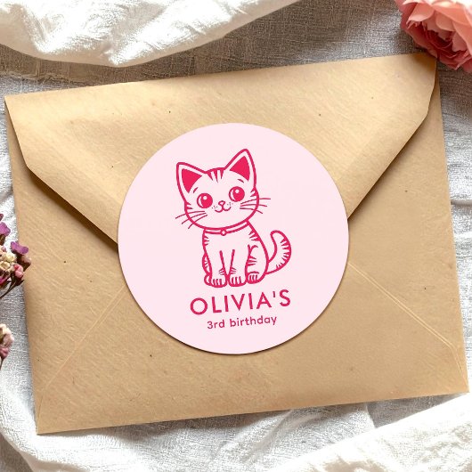 Sticker Rond Fête d'anniversaire de fille avec kit de couleurs