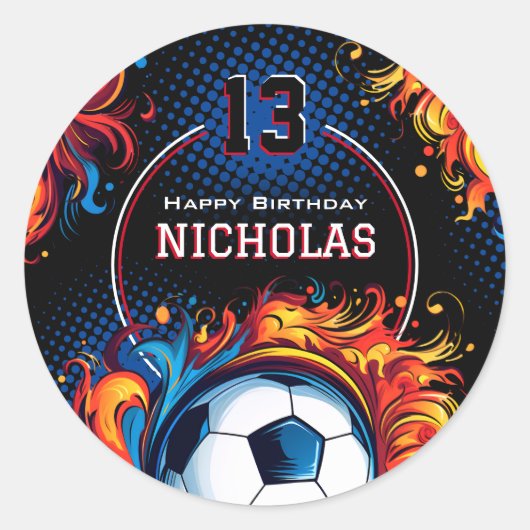 Sticker Rond Fête d'anniversaire de football (Devant)