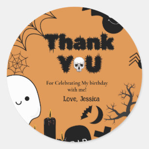 Sticker Rond Fête d'anniversaire de Halloween Ghost Éffrayant M