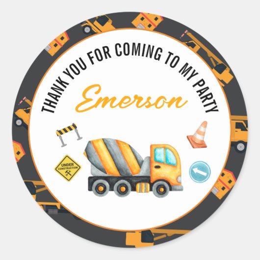 Sticker Rond Fête d'anniversaire de la construction (Devant)