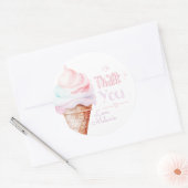 Sticker Rond Fête d'anniversaire de la crème glacée merci (Enveloppe)