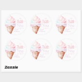 Sticker Rond Fête d'anniversaire de la crème glacée merci (Feuille)