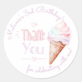 Sticker Rond Fête d'anniversaire de la crème glacée merci (Devant)