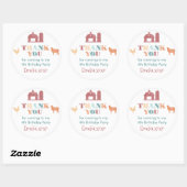 Sticker Rond Fête d'anniversaire de la ferme Merci neutre (Feuille)