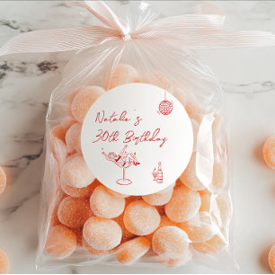 Sticker Rond Fête d'anniversaire de la fille de cocktail 30e ma