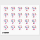 Sticker Rond Fête d'anniversaire de la fille de l'espace galact (Feuille)