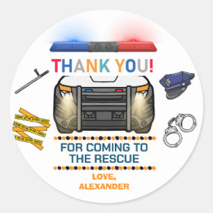 Sticker Rond Fête d'anniversaire de la police Favoriser