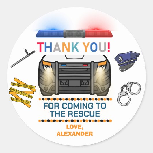 Sticker Rond Fête d'anniversaire de la police Favoriser (Devant)