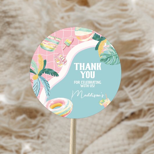 Sticker Rond Fête d'anniversaire de la poule