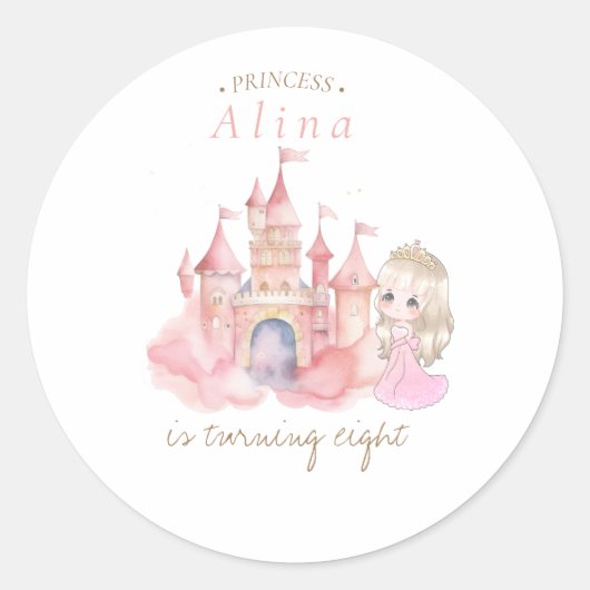 Sticker Rond Fête d'anniversaire de la princesse (Devant)