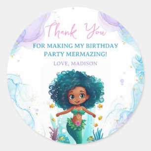 Sticker Rond Fête d'anniversaire de la Sirène Whimsical