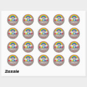 Sticker Rond Fête d'anniversaire de l'Arc-en-ciel rustique colo (Feuille)