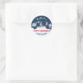 Sticker Rond Fête d'anniversaire de l'astronaute spatial (Sac)