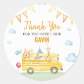 Sticker Rond Fête d'anniversaire de l'école jaune (Devant)