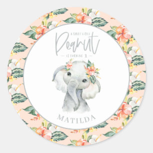 Sticker Rond Fête d'anniversaire de l'éléphant de la couleur