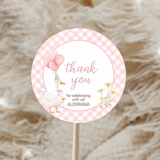 Sticker Rond Fête d'anniversaire de l'idiot au gingham