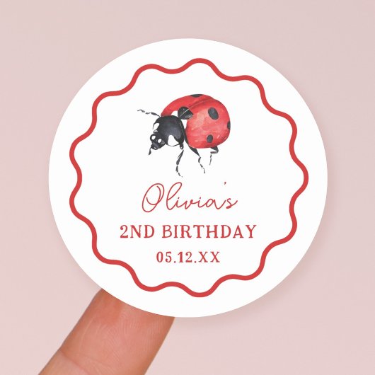 Sticker Rond Fête d'anniversaire de Little Ladybug