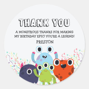 Sticker Rond Fête d'anniversaire de Little Monster pour tous le