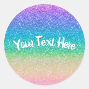 Sticker Rond Fête d'anniversaire de look de paillettes arc-en-c