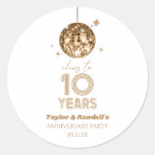 Sticker Rond Fête d'anniversaire de mariage de 10 ans Disco Che (Devant)