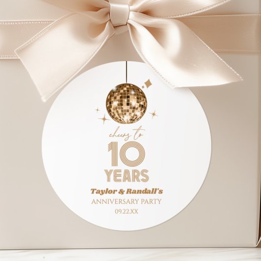 Sticker Rond Fête d'anniversaire de mariage de 10 ans Disco Che
