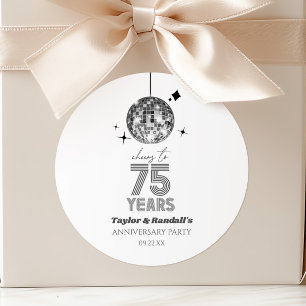 Sticker Rond Fête d'anniversaire de mariage de 75 ans Disco Che