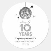 Sticker Rond Fête d'anniversaire de mariage Disco Cheers 10 ans (Devant)