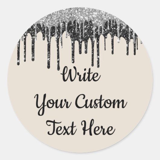 Sticker Rond Fête d'anniversaire de mariage Tan Silver Glitter (Devant)