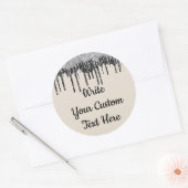 Sticker Rond Fête d'anniversaire de mariage Tan Silver Glitter (Enveloppe)