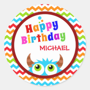 Sticker Rond Fête d'anniversaire de Monster Bash