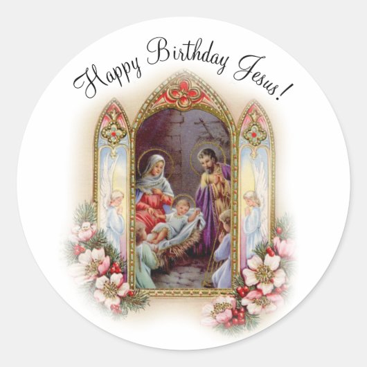 Sticker Rond Fête d'anniversaire de Noël pour Jésus (Devant)