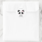 Sticker Rond Fête d'anniversaire de Panda mignon Rose Noir et B (Sac)