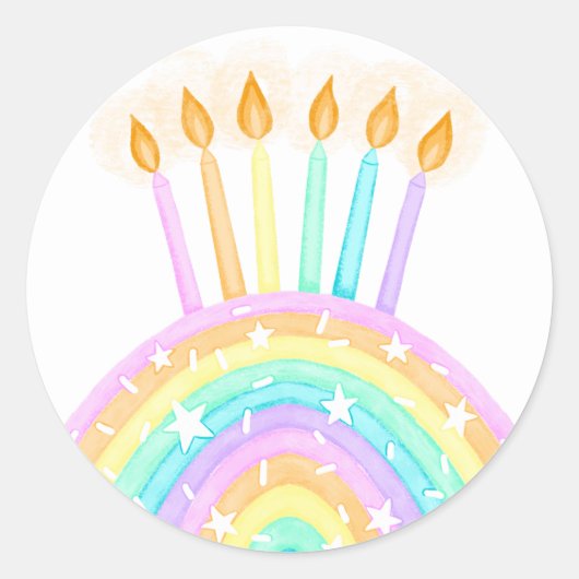 Sticker Rond Fête d'anniversaire de Rainbow Cake (Devant)