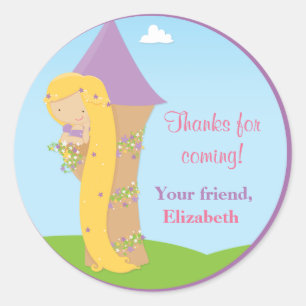 Sticker Rond Fête d'anniversaire de Rapunzel