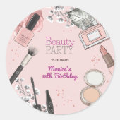 Sticker Rond Fête d'anniversaire de spa de beauté fille poussié (Devant)