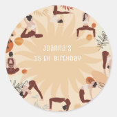 Sticker Rond Fête d'anniversaire de Yoga (Devant)